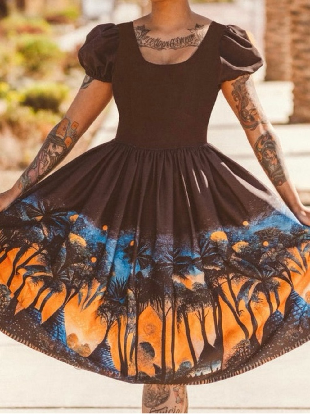 CUSTOM MAYAN JUNGLE BORDER PRINT DRESS